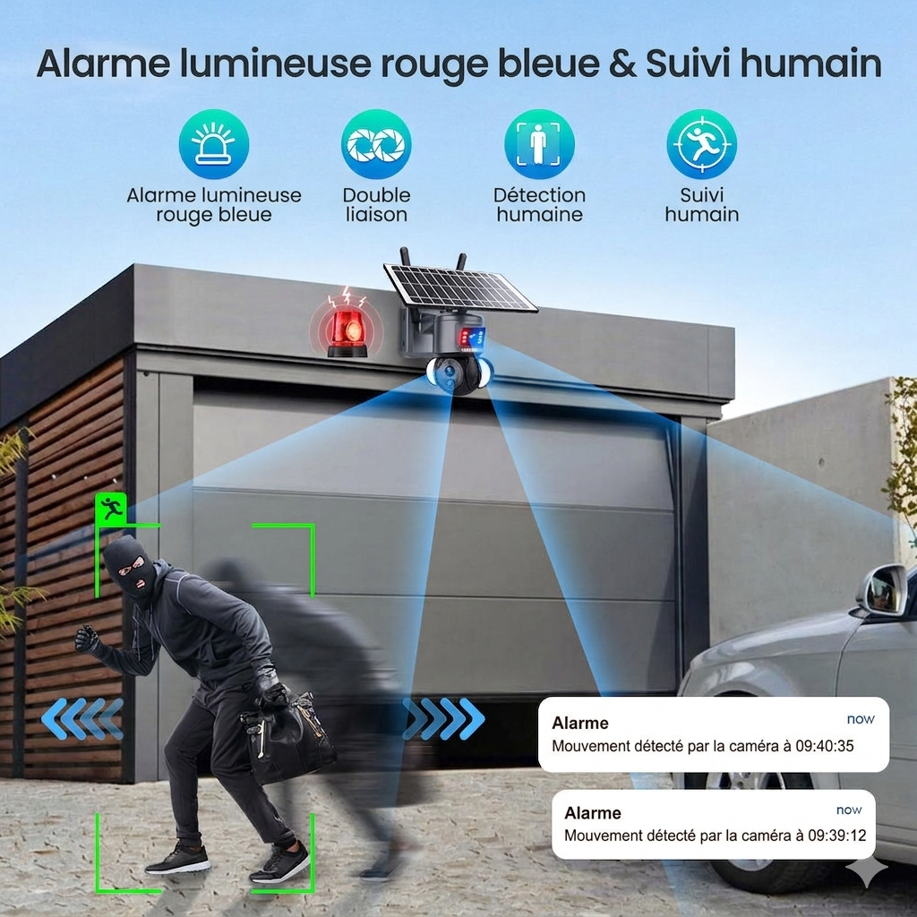 Caméra vidéo-surveillance solaire